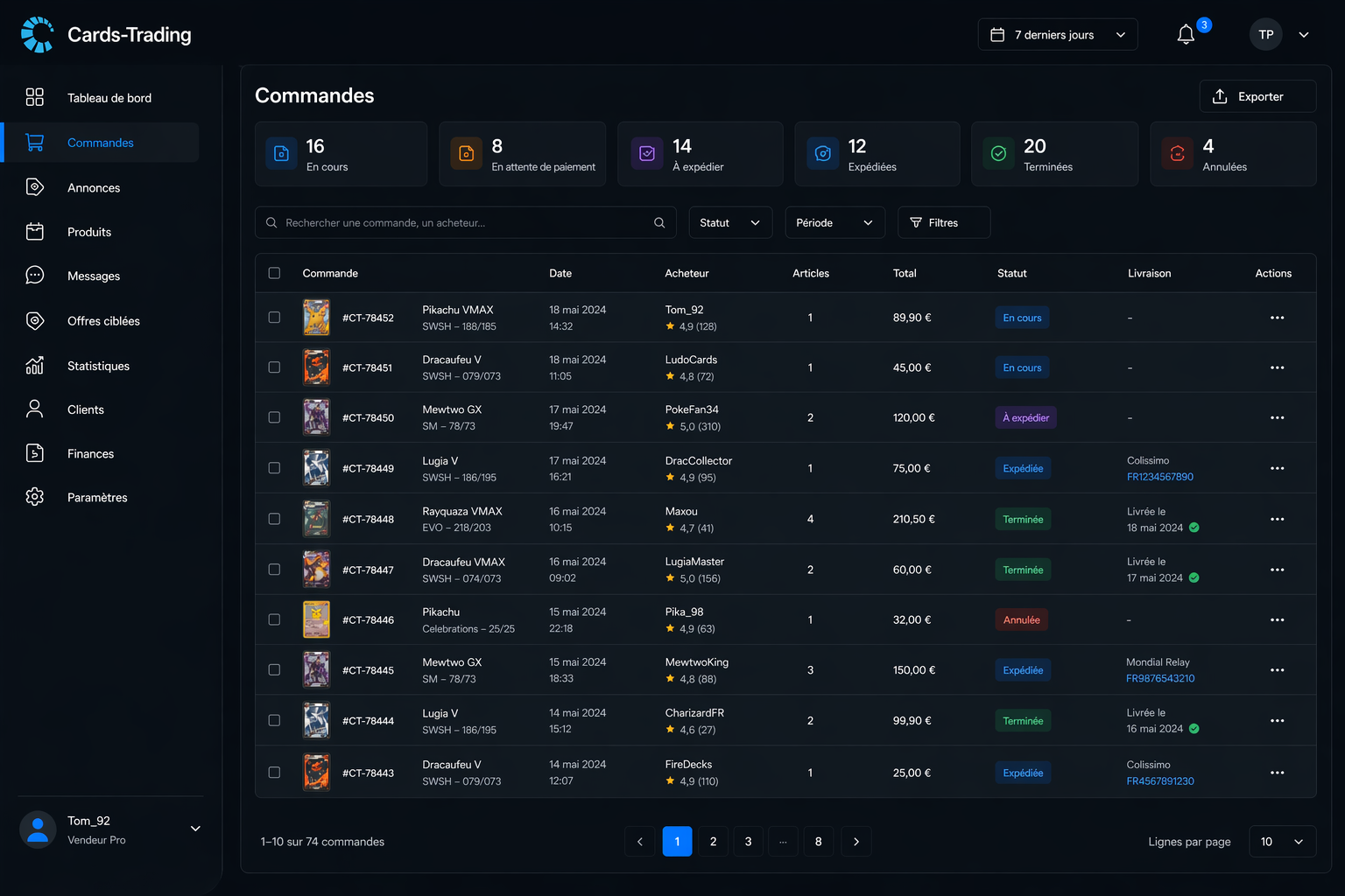 Gestion des commandes